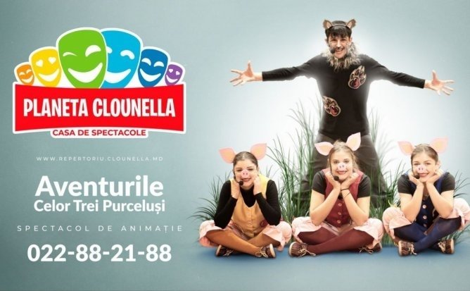 Aventurile celor Trei Purcelusi - Spectacol Interactiv de Animatie pentru Copii  | Noiembrie 2022 |  11-00 | +3