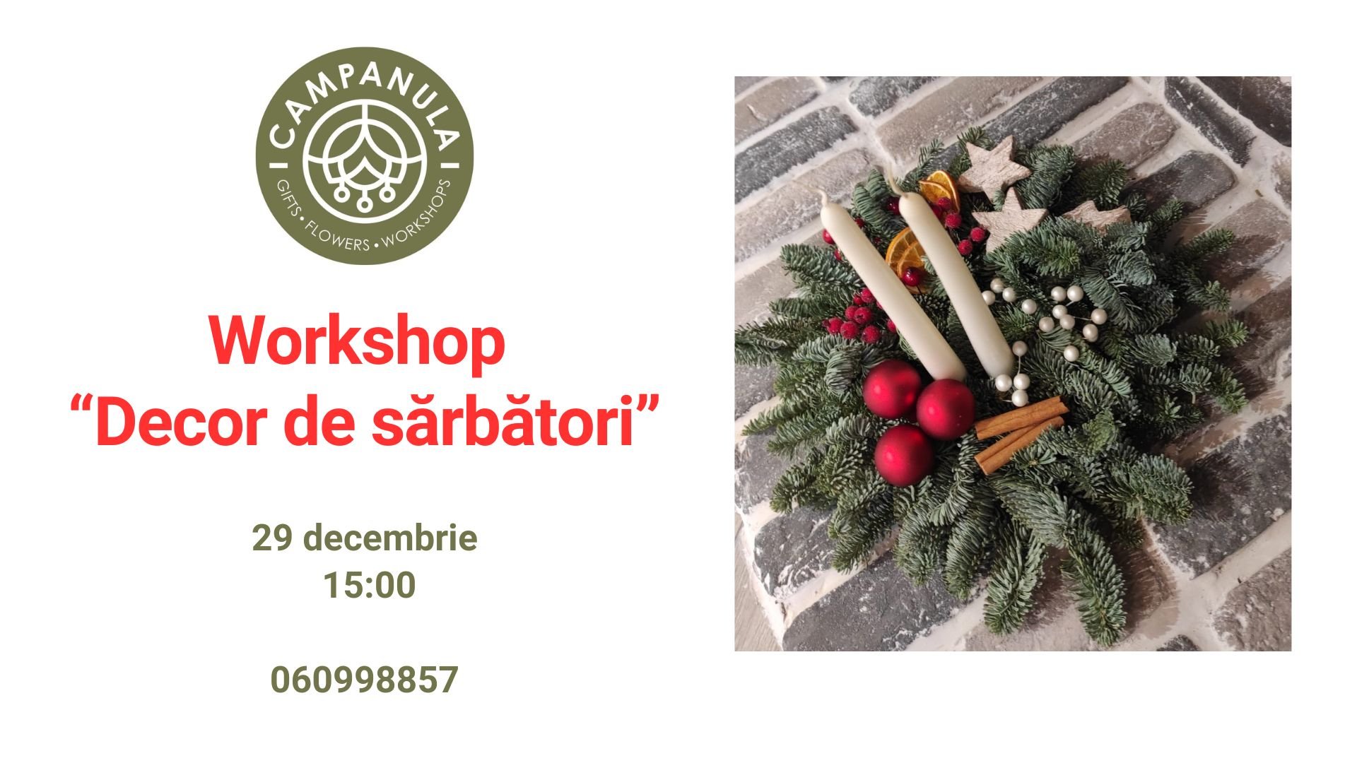 Workshop „Decor de sărbători” | 29 Decembrie 