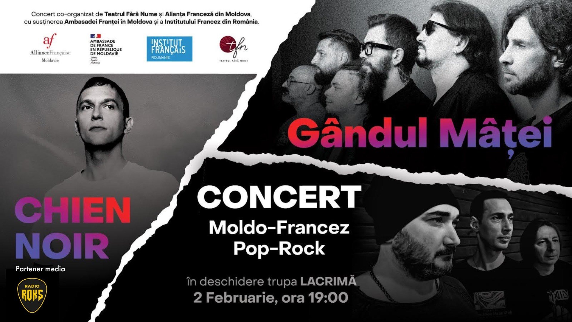 CHIEN NOIR și GÂNDUL MÂȚEI. Concert Pop- Rock Moldo- Francez