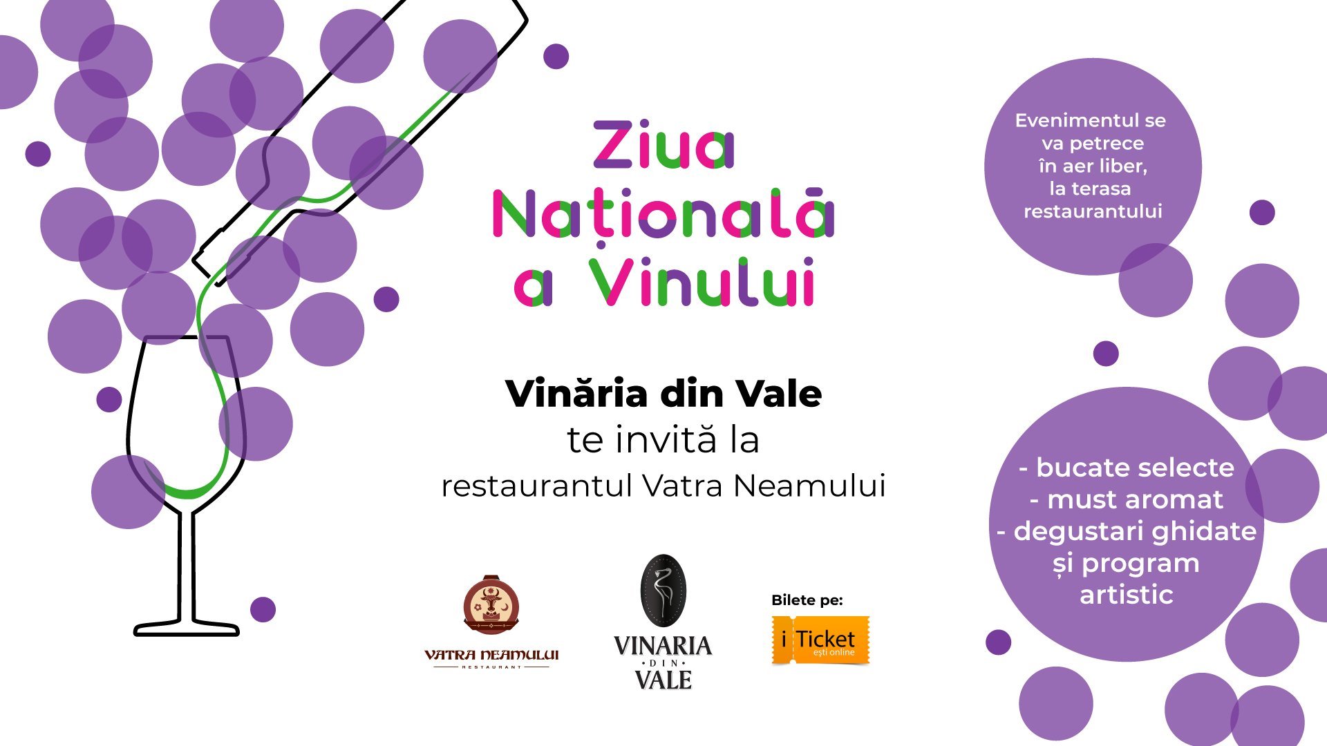 Vinăria din Vale te invită la Ziua Națională a Vinului, la restaurantul Vatra Neamului