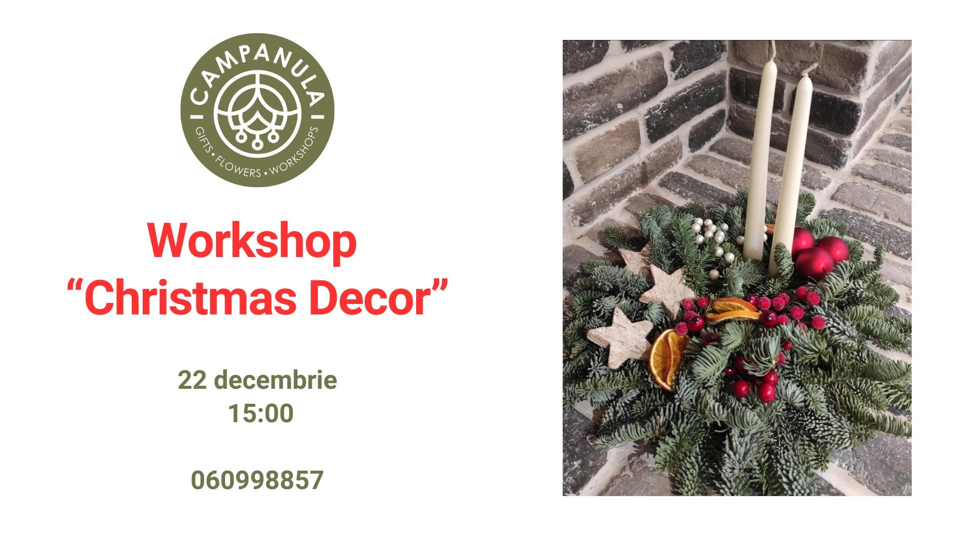 Workshop «Brad decorativ» | 22 decembrie