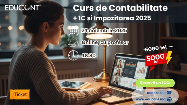 CURS CONTABILITATE + 1C 8.3 ONLINE din 24 NOIEMBRIE  