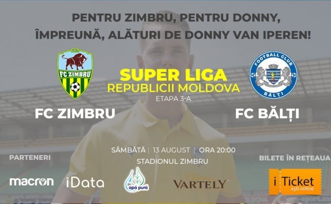 Zimbru - Bălți, meciul din Super Liga pentru susținerea lui Donny Van Iperen